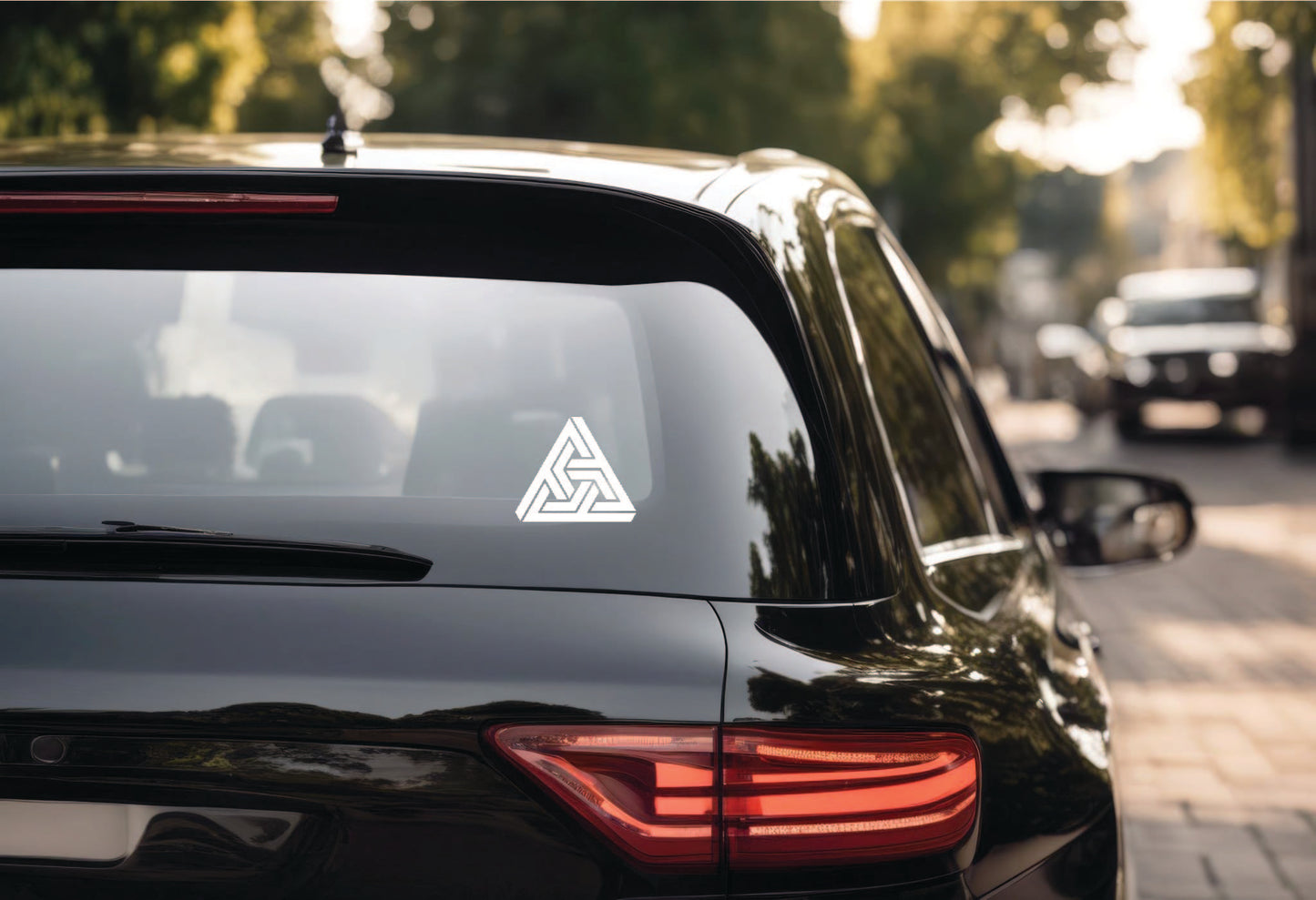 Triangle Logo Car Decal, White